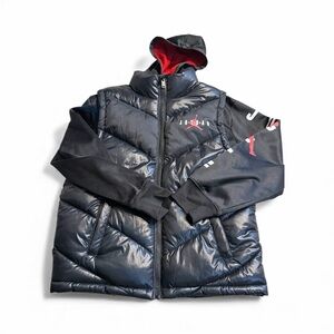 Nike | Jordan Black and Red layered look Puffer Jacket